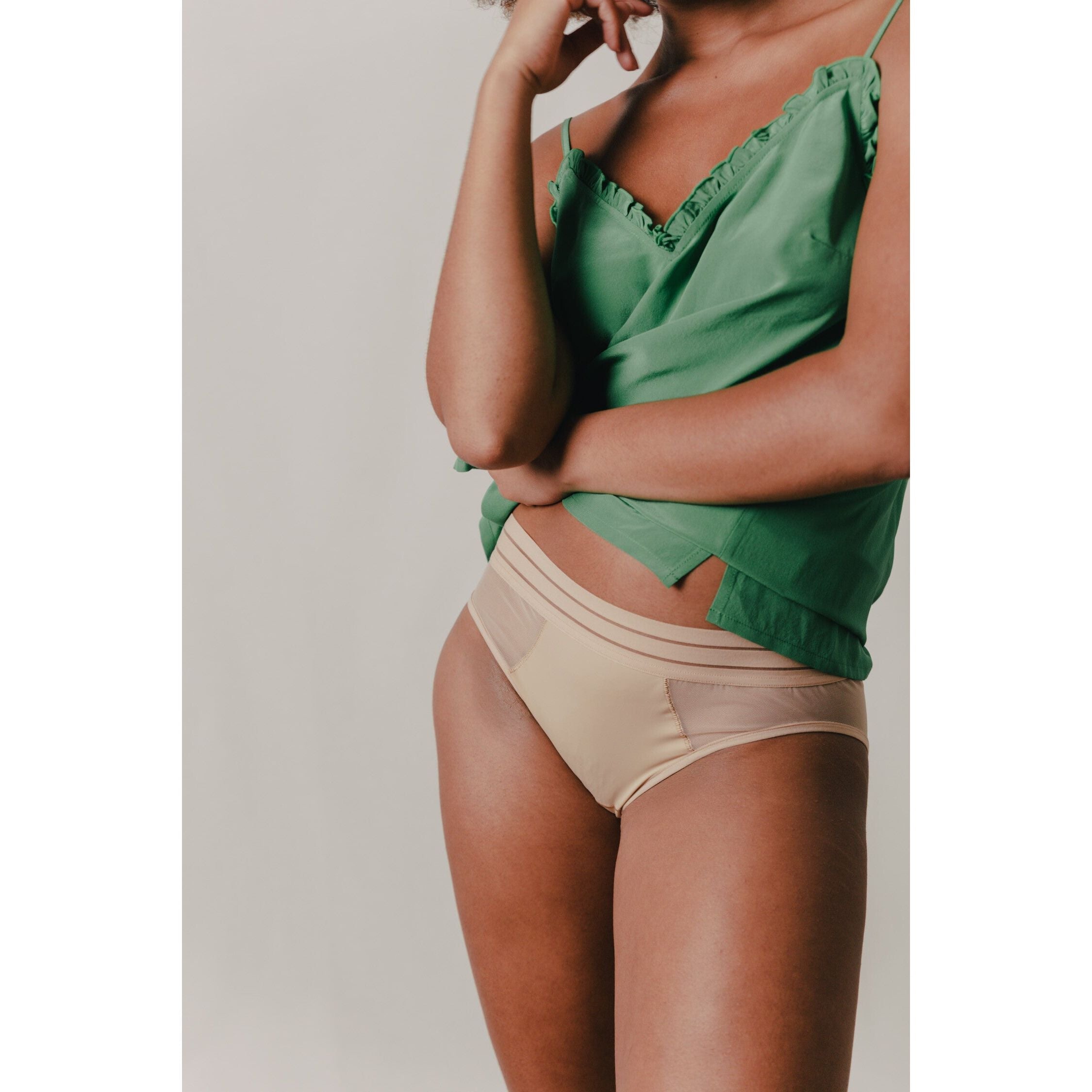 nude briefs with mesh detail, invisible feel and look