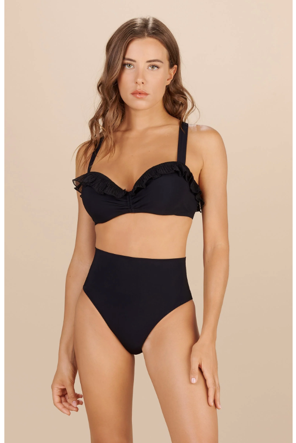 High-rise bikini bottoms Interlocking shape High fold-over waist Fully lined for all colors