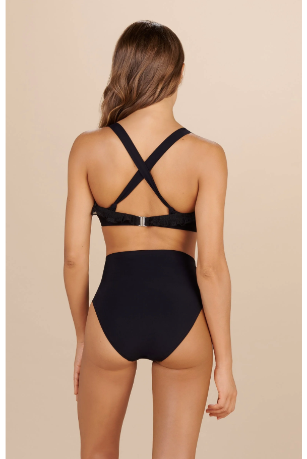 High-rise bikini bottoms Interlocking shape High fold-over waist Fully lined for all colors