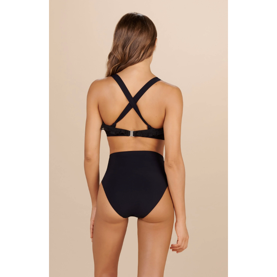 High-rise bikini bottoms Interlocking shape High fold-over waist Fully lined for all colors