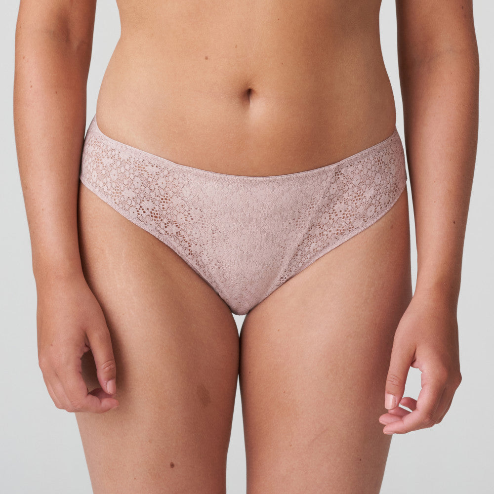 blush purple briefs with fine lace look