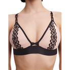 Thick underband features triangle mesh cups with aztec style design through the centre 