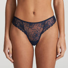 Flattering thong in sheer embroidered fabric. Velvet Blue is a rich blue colour that is trendy and flattering on all skin tones. The perfect foundation for a stylish look.