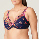 deep plunge bra in a navy with stunning floral embroidery all over 